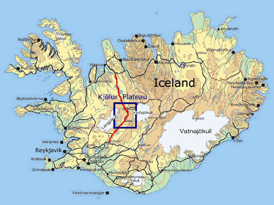 Iceland - Kjalvegur - Iceland Map showing Kjölur 2